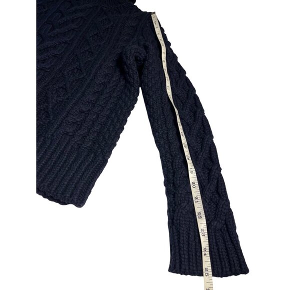 Banana Republic Navy Blue Chunky  thick Knit Recycled Wool Turtleneck Sweater M - Picture 12 of 13